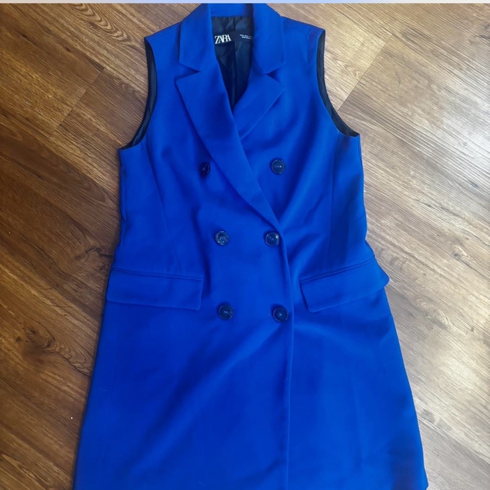 Zara Blue Sleeveless Blazer Dress